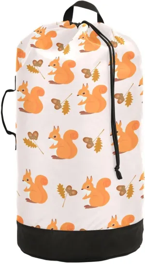 susiyo Autumn Squirrels with Acorns Laundry Bag with Shoulder Straps Large Drawstring Laundry Bag for Dorm Apartment