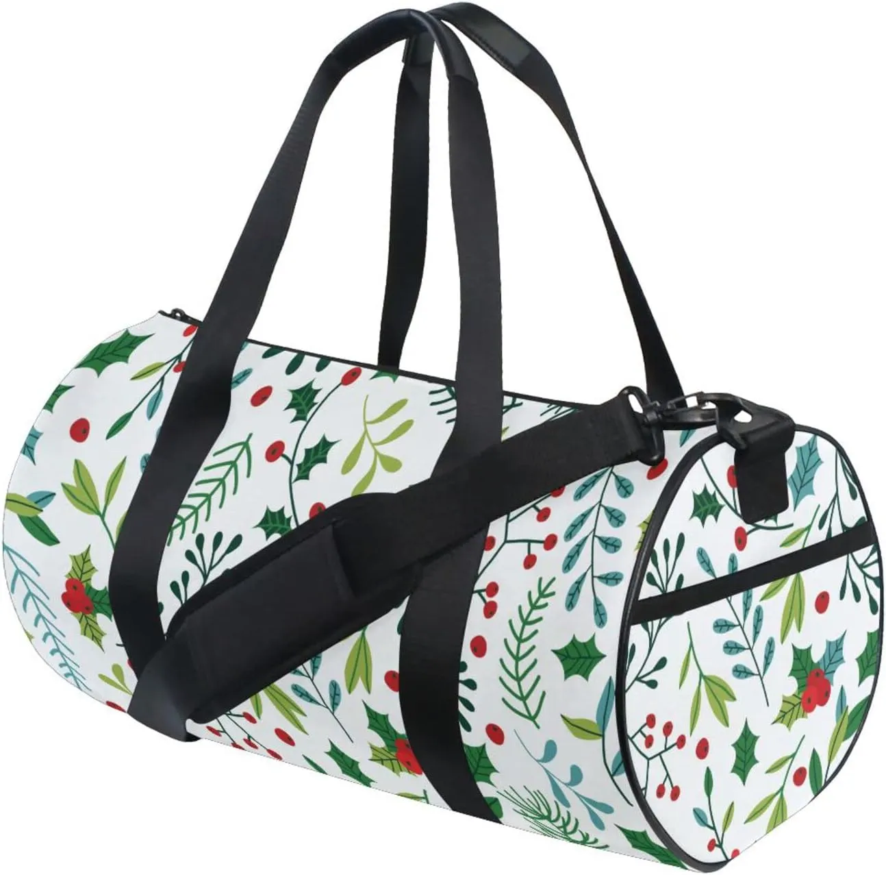 susiyo Blue and Green Spruce Branches Small Duffle Bag for Women and Men, Canvas Gym Bag Shoulder & Crossbody Weekender Overnight Bag for Travel Sports