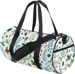susiyo Blue and Green Spruce Branches Small Duffle Bag for Women and Men, Canvas Gym Bag Shoulder & Crossbody Weekender Overnight Bag for Travel Sports