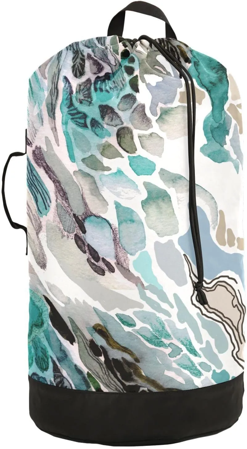 susiyo Coral Reef Texture Laundry Bag with Shoulder Straps Large Drawstring Laundry Bag for Dorm Apartment
