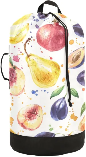 susiyo Melon Pear Peach Plum Pomegranate Laundry Bag with Shoulder Straps Large Drawstring Laundry Bag for Dorm Apartment