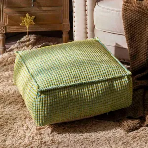 SUTAVIA Pouf Ottoman Cover Unstuffed Pouf Seat Decorative Soft Storage Bean Bag 20x20x8 Inches Square Floor Footrest for Living Room Bedroom (Blue Green, Square)