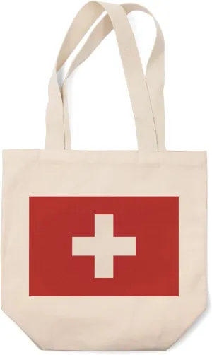 Switzerland Country Flag, Letterpress (100% Cotton Canvas Reusable Tote Bag)