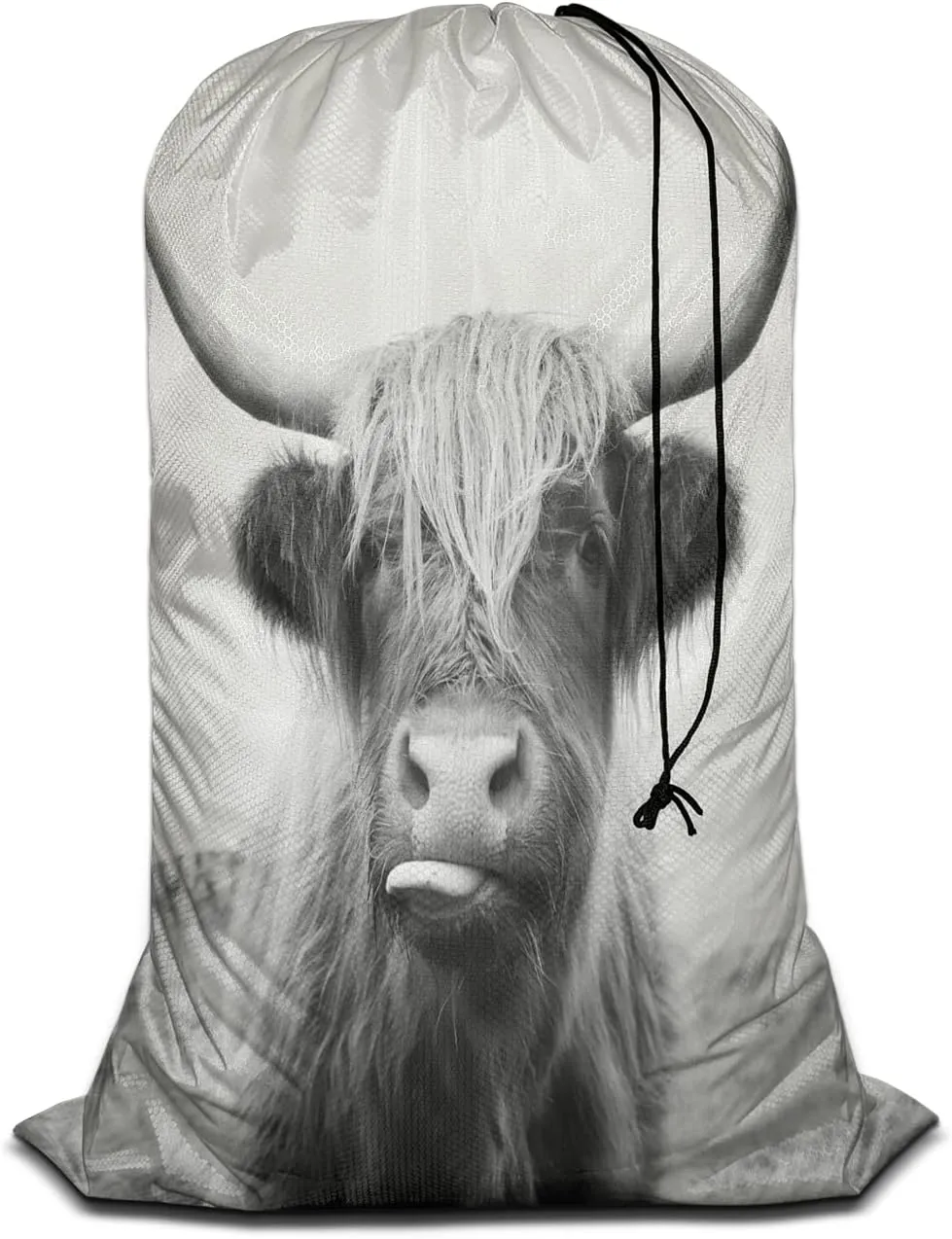 Swono Scottish Highland Cow Extra Large Travel Laundry Bag, Rip-Stop Dirty Clothes Shoulder Bag with Drawstring, Funny Animal Farm Mammal Wildlife Heavy Duty Travel Laundry Bag, 28x40 Inch