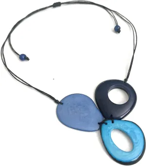 Tagua Necklace in Blue TAG671. Tagua Nut Jewelry, Organic Necklace, Eco Friendly Jewelry, Blue Statement Necklace