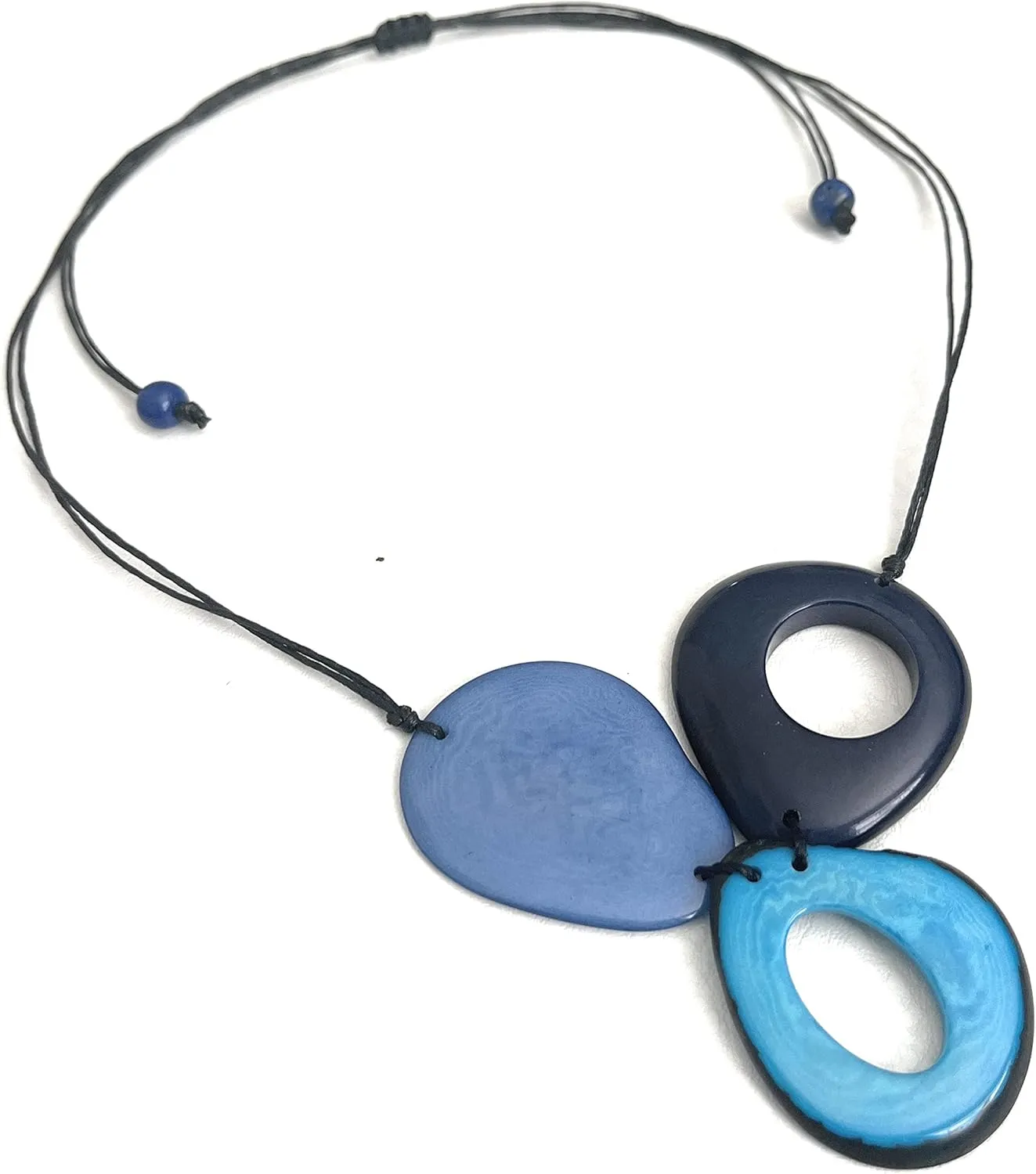 Tagua Necklace in Blue TAG671. Tagua Nut Jewelry, Organic Necklace, Eco Friendly Jewelry, Blue Statement Necklace