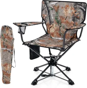 Tangkula Hunting Chair, 360 Degree Silent Swivel Blind Chair with Cup Holder, Storage Pocket, Portable Folding Hunting Chairs with Carrying Bag for Blinds, Fishing, Camping, No Assembly Needed