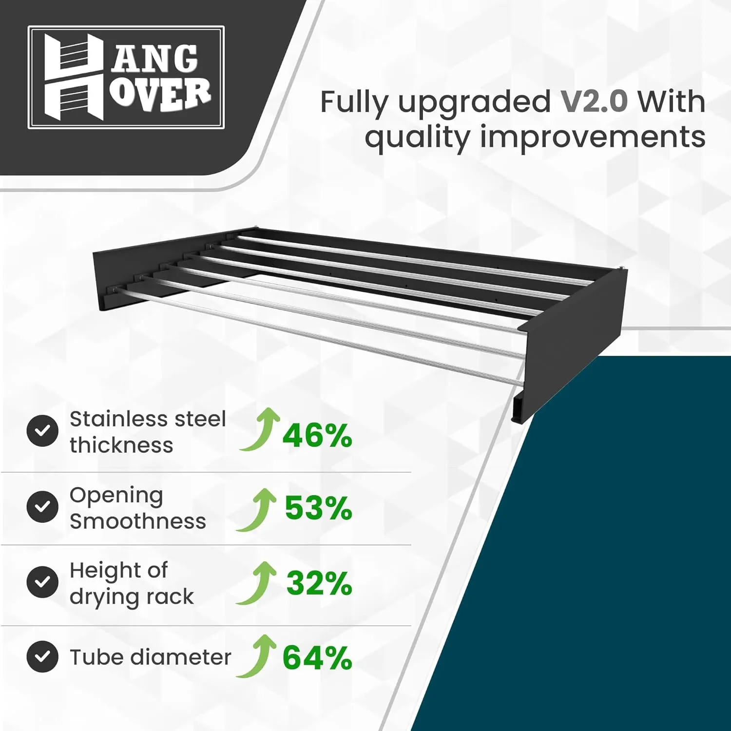 TCO ADVENTURES Wall Mounted Foldable Drying Rack 27.5" Elegant Matte Invisible Hanger | Folding Stainless Steel Collapsible Space Saver with 11.5 Feet Drying Capacity (Medium, Black)