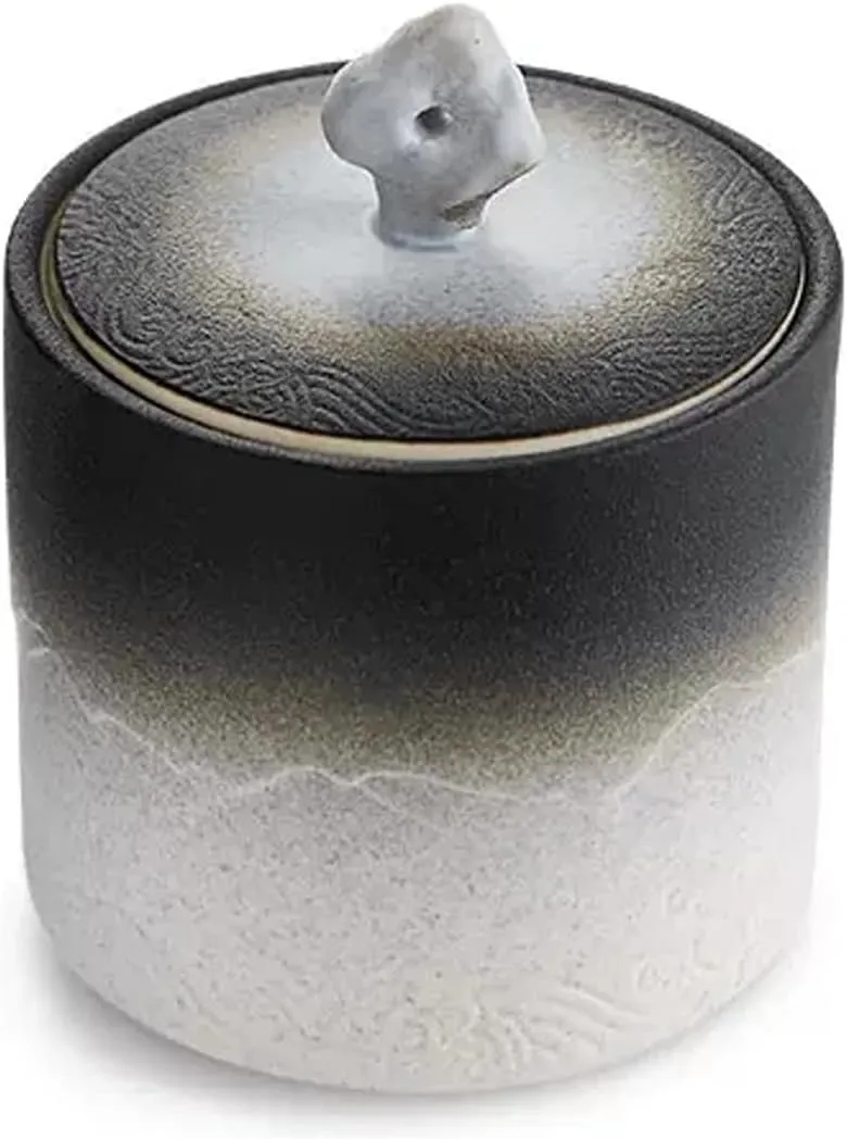 Tea Canister Antique Style Porcelain Tea Tin Matte Kiln Glazed Surface Ceramic Tea Storage Containers with Airtight Lid Food Storage Container for Tea Coffee Herb Spices Sugar and More Tea Caddy