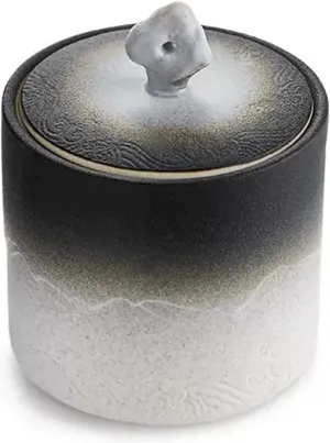 Tea Canister Antique Style Porcelain Tea Tin Matte Kiln Glazed Surface Ceramic Tea Storage Containers with Airtight Lid Food Storage Container for Tea Coffee Herb Spices Sugar and More Tea Caddy