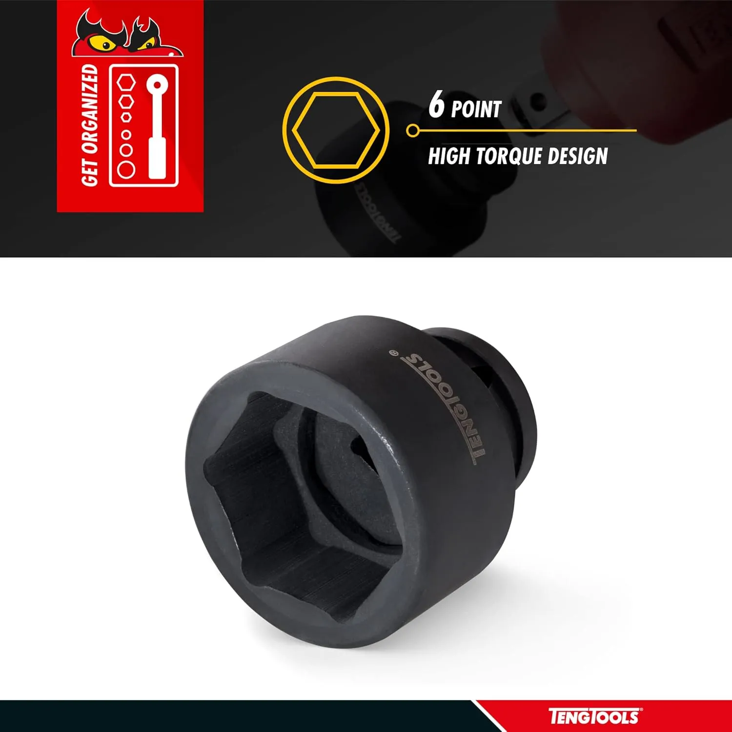 Teng Tools 33MM 3/4 Inch Drive 6 Point Metric Shallow Chrome Molybdenum Impact Socket | Mechanic Tool | Hand Tool - 940533-C