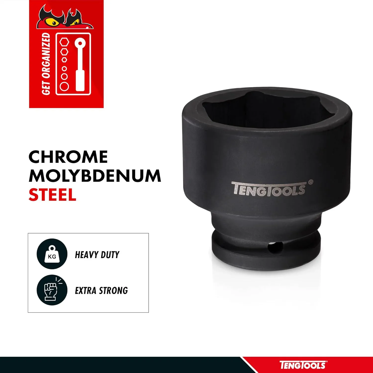 Teng Tools 33MM 3/4 Inch Drive 6 Point Metric Shallow Chrome Molybdenum Impact Socket | Mechanic Tool | Hand Tool - 940533-C