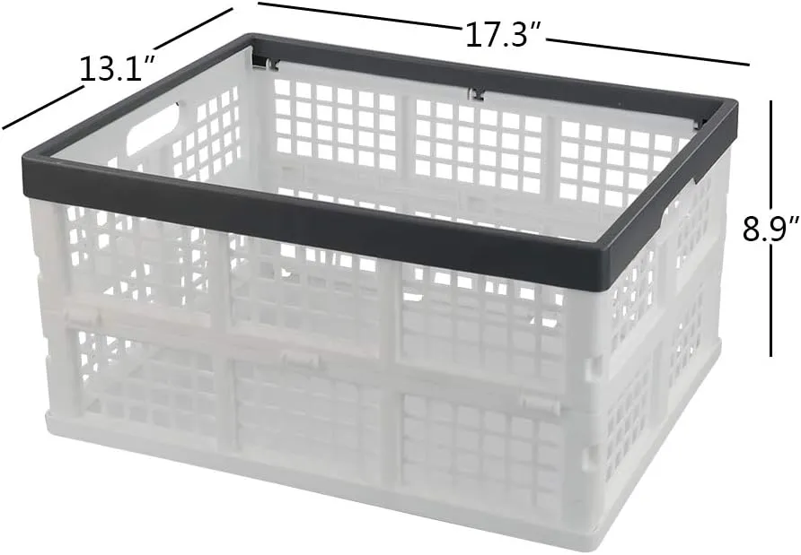 Teyyvn 3-Pack 30 L Plastic Stackable Collapsible Storage Crates, Folding Storage Baskets