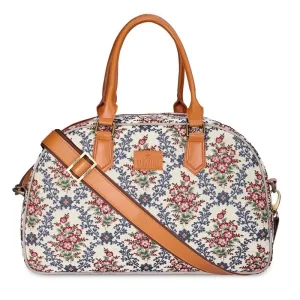 The Clownfish Ziana Series 24 litres Tapestry & Faux Leather Unisex Travel Duffle Bag Luggage Weekender Bag (Pink-Floral)