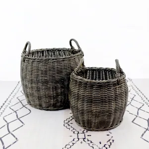 The Hand-Woven Resin Wicker Storage Basket Set (Set of 2)