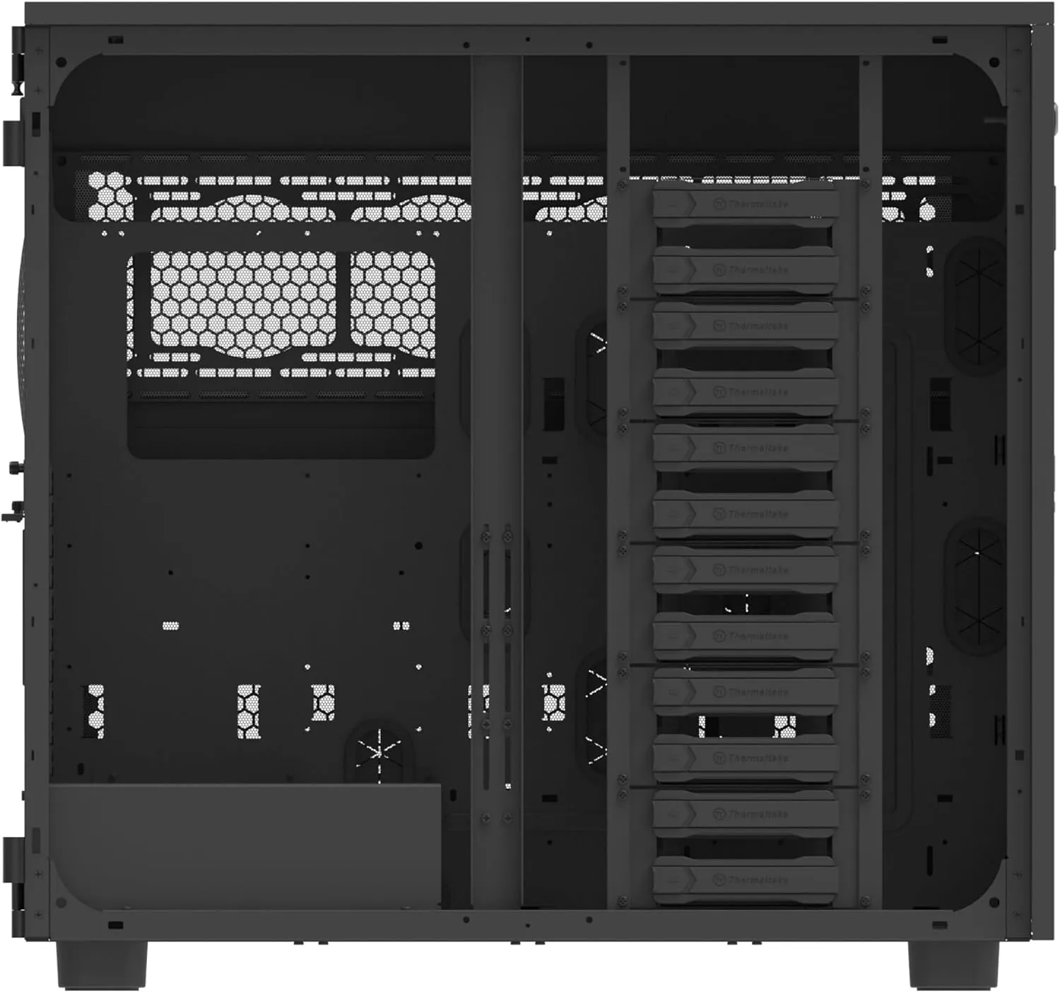 Thermaltake AX700 TG Super Tower; SSI-CEB/SSI-EEB/XL-ATX/E-ATX; 560mm Radiator Support; 360mm-630mm GPU Clearance; Support for up to 18x 3.5 or 2.5"; Supports 2X 5.25; CA-11B-00F1WN-00