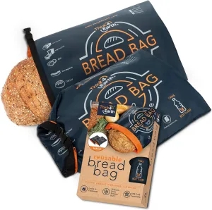 Think4Earth® - (2 Pack) Bread Bag - Reusable Freezer Bag for Homemade Sourdough Maker Gift Giving - Container for Sourdough Loafs Storage, Large Bags for Homemade Bread with Lining