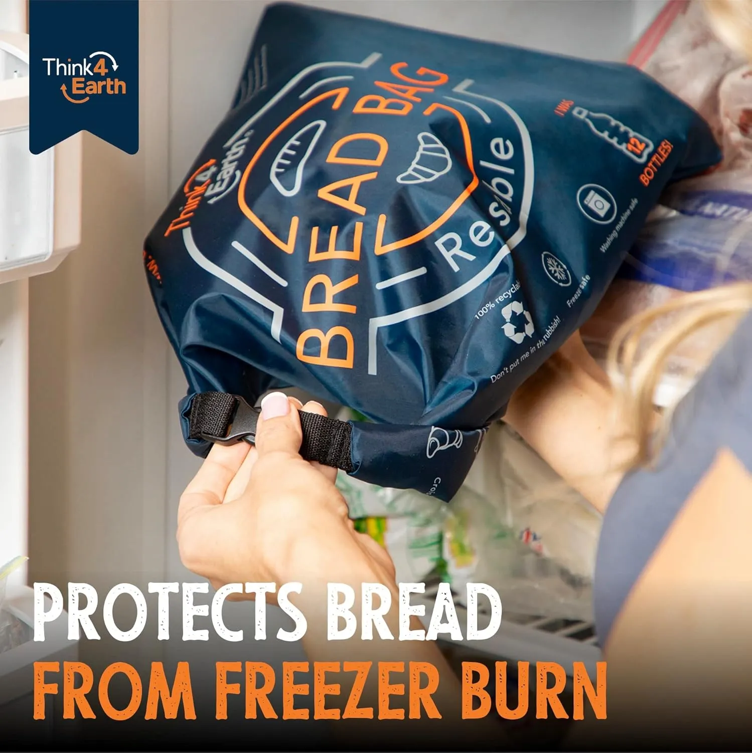 Think4Earth® - (2 Pack) Bread Bag - Reusable Freezer Bag for Homemade Sourdough Maker Gift Giving - Container for Sourdough Loafs Storage, Large Bags for Homemade Bread with Lining