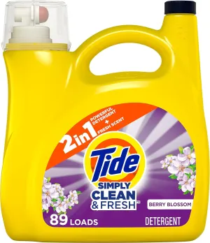 Tide Simply Liquid Laundry Detergent Berry Blossom, 89 loads(packaging may vary)