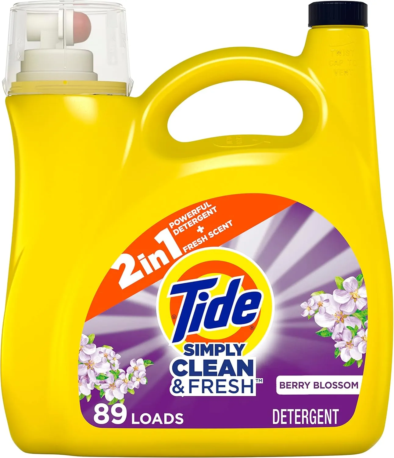 Tide Simply Liquid Laundry Detergent Berry Blossom, 89 loads(packaging may vary)