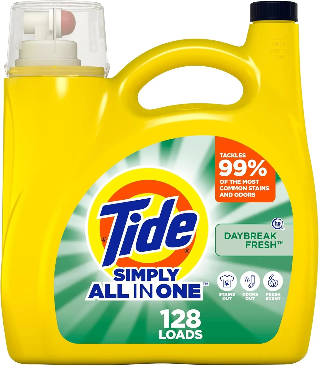 Tide Simply Liquid Laundry Detergent, Daybreak Fresh, 168 oz, 128 Loads