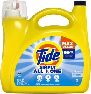 Tide Simply Liquid Laundry Detergent, Refreshing Breeze, 184 Oz, 128 Loads