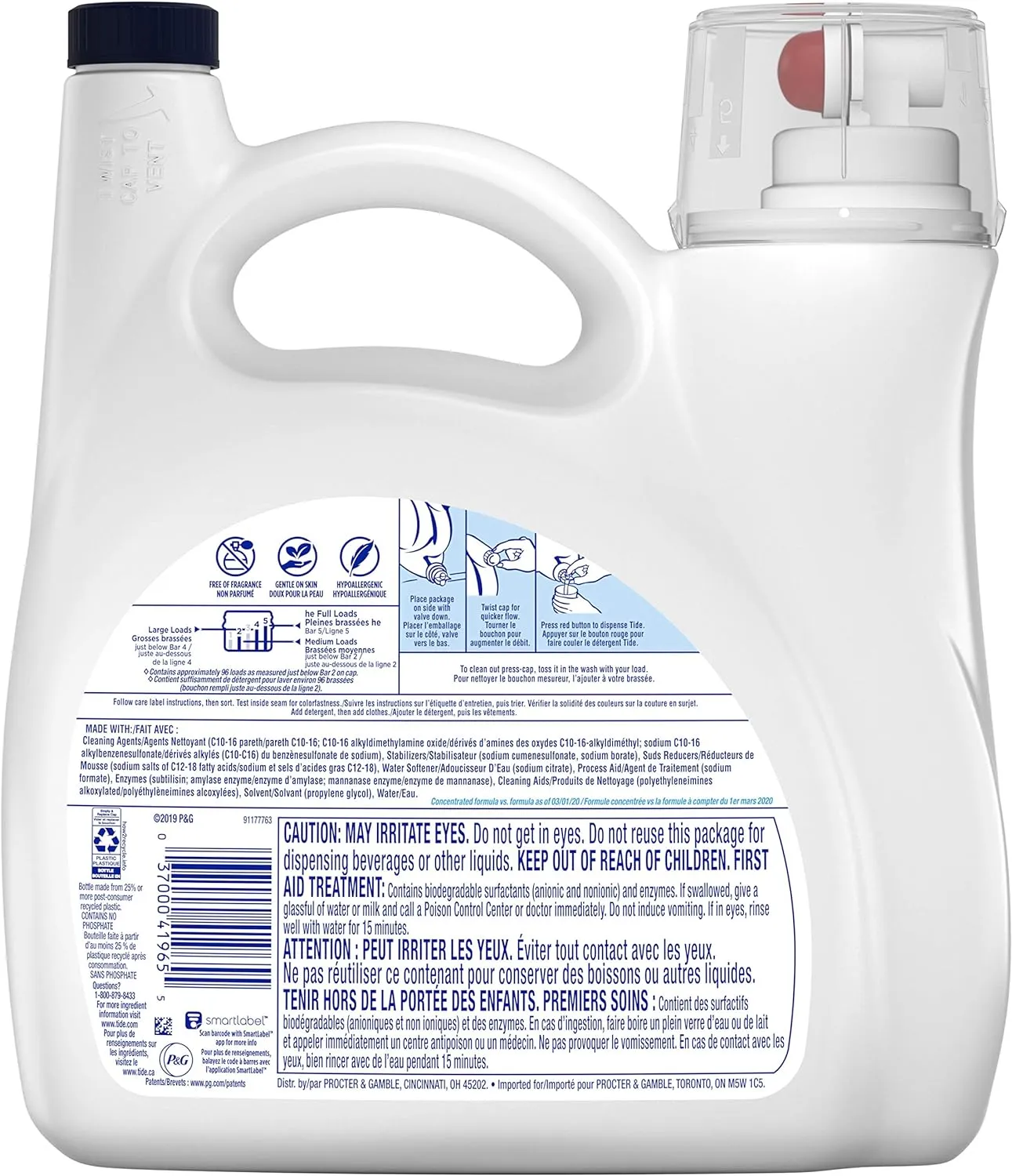 Tide Tide Free & Gentle Liquid Laundry Detergent, 96 loads 138 fl oz, 138 Fl Oz