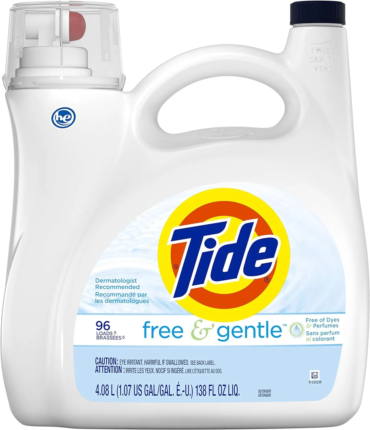 Tide Tide Free & Gentle Liquid Laundry Detergent, 96 loads 138 fl oz, 138 Fl Oz