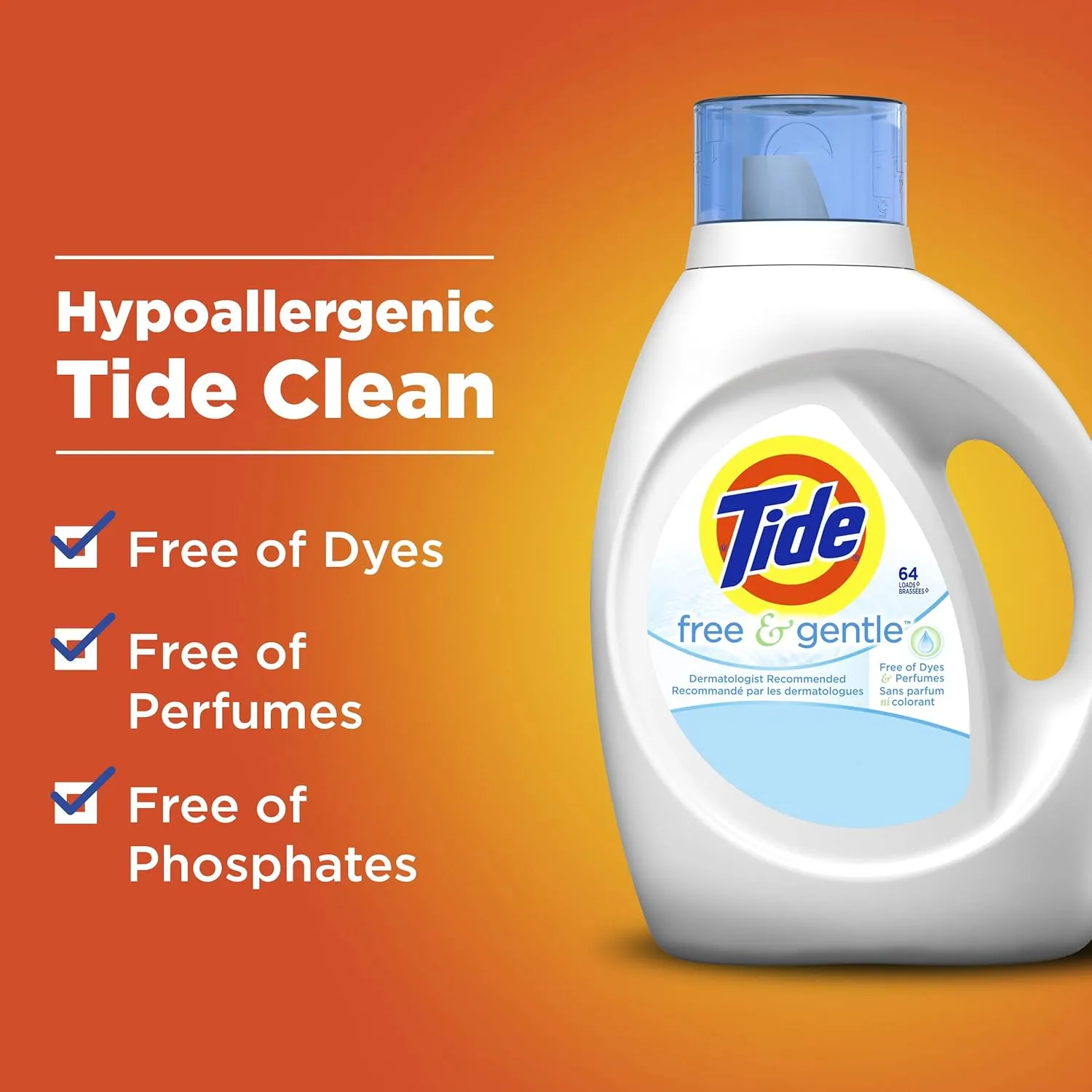 Tide Tide Free & Gentle Liquid Laundry Detergent, 96 loads 138 fl oz, 138 Fl Oz