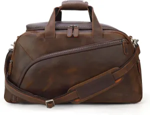 TIDING Full Grain Leather Duffel Bag for Men, 35L Weekender Overnight Gym Bag Carry On Travel Duffle Bag
