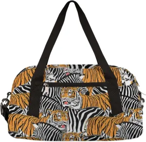 Tiger And Zebra Kids Duffel Bag for Girls Boys Teens, Zebra Oil Painting Dance Bag Overnight Small Duffel Bag Carry On Weekend Sports Gym Travel Bag for School Practice Gymnastics Ballet