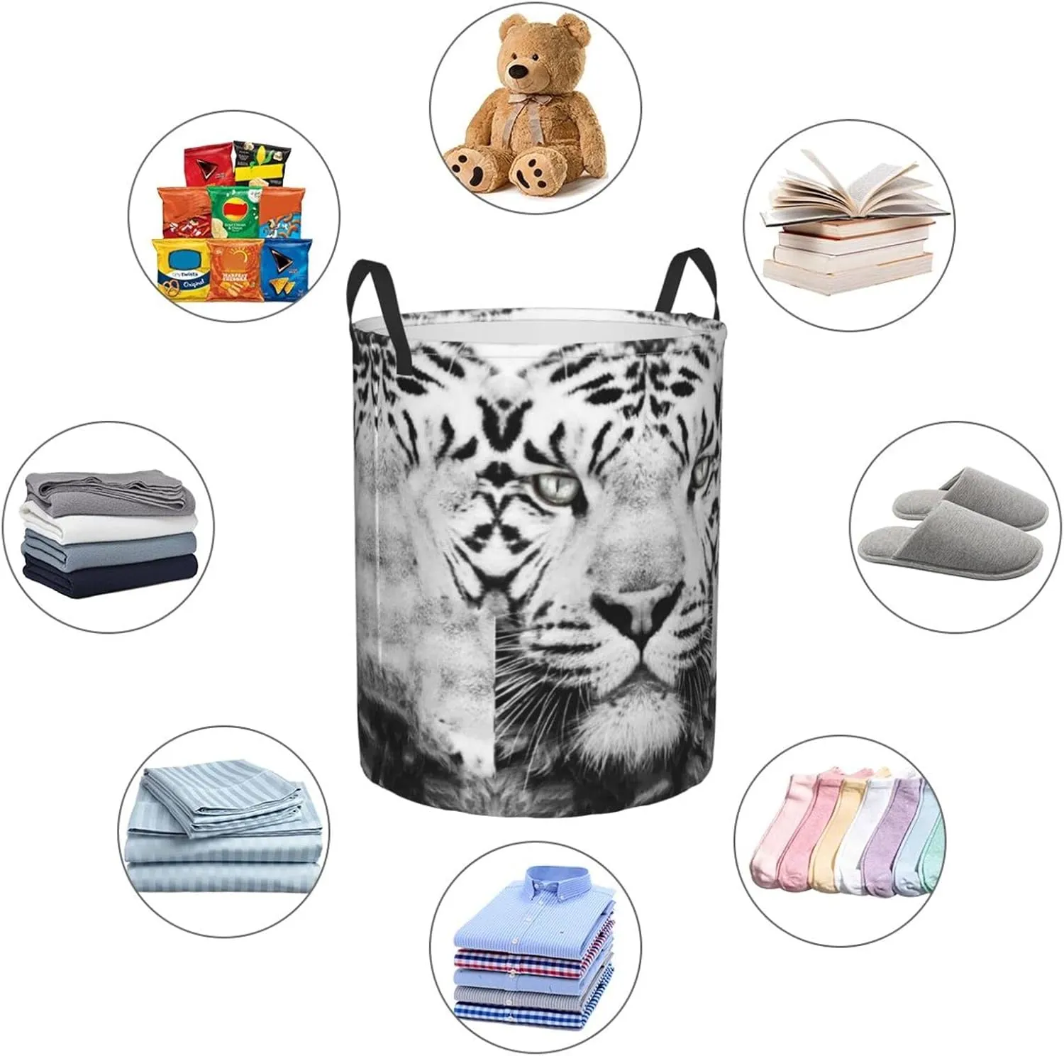Tiger Laundry Hamper Cool Laundry Baskets Large Animal Hampers Toy Organizer Hamper Bag Dirty Clothes Storage Bin