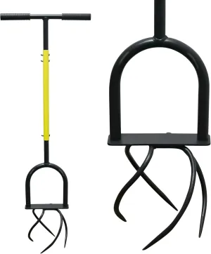 Tiller for Gardening with Height Adjustment, Hand Tiller Garden Tool for Flower Box and Raised Bed, Garden Claw Tool with Foot Plate, Manual Tiller Heavy Duty for Loosening Soil Composting Hoeing