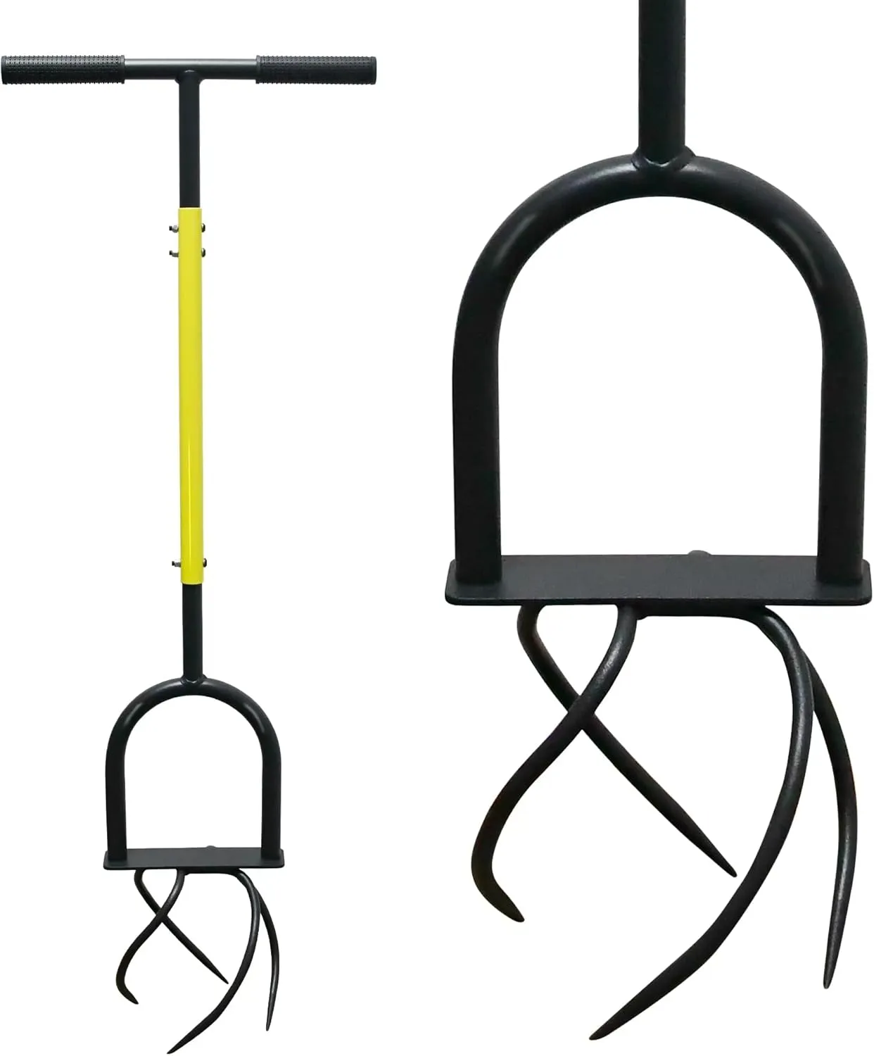 Tiller for Gardening with Height Adjustment, Hand Tiller Garden Tool for Flower Box and Raised Bed, Garden Claw Tool with Foot Plate, Manual Tiller Heavy Duty for Loosening Soil Composting Hoeing