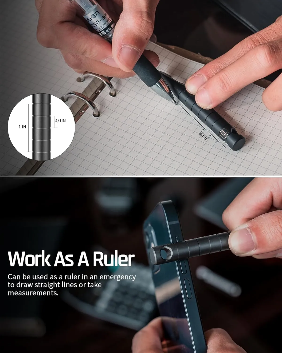 TISUR Keychain Pry Bar, Titanium Mini EDC Prybar Multitool with Bottle Opener, Pocket Small Keychain Tools for Every Day Carry(Black-Mini)