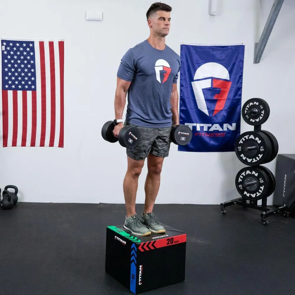 Titan Fitness Heavy Foam Plyometric Box - Pro-Duty HIIT Exercise Foam Plyo Step-Up, Box Squat, Home Garage Gym Training, Youth & Regular Sizes