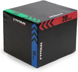 Titan Fitness Heavy Foam Plyometric Box - Pro-Duty HIIT Exercise Foam Plyo Step-Up, Box Squat, Home Garage Gym Training, Youth & Regular Sizes