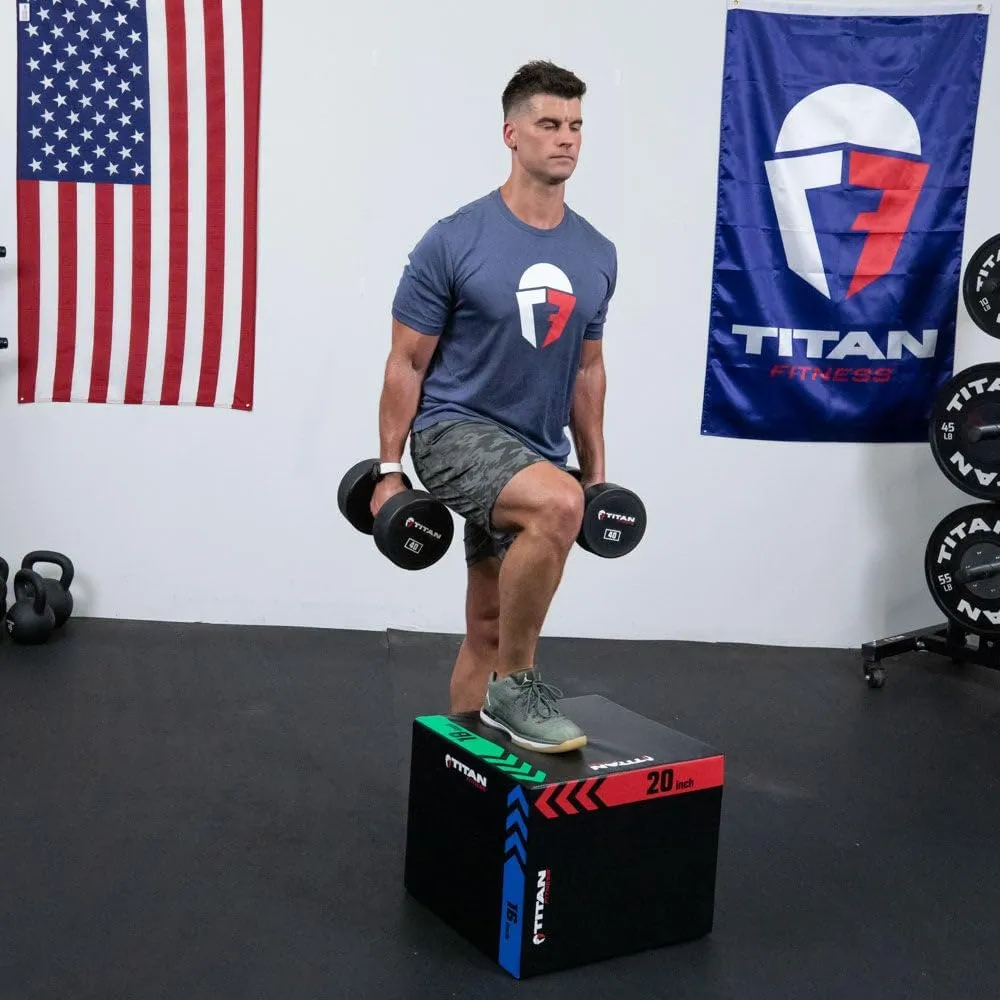 Titan Fitness Heavy Foam Plyometric Box - Pro-Duty HIIT Exercise Foam Plyo Step-Up, Box Squat, Home Garage Gym Training, Youth & Regular Sizes