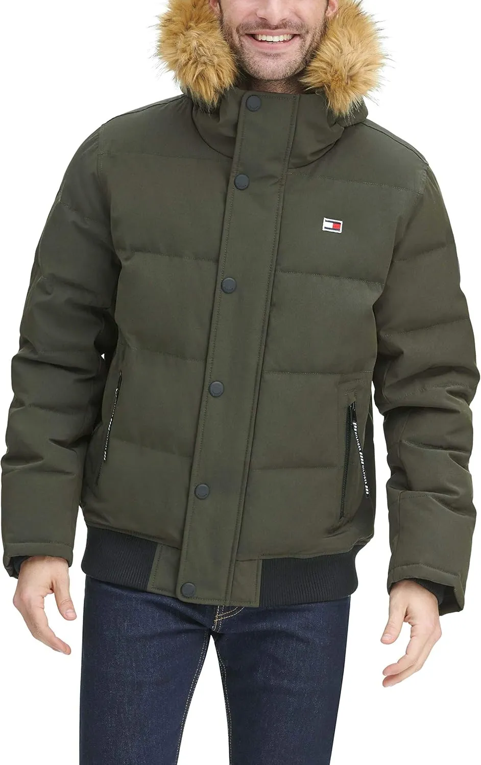 Tommy Hilfiger Men's Arctic Cloth Quilted Snorkel Bomber Jacket (Standard and Big & Tall)