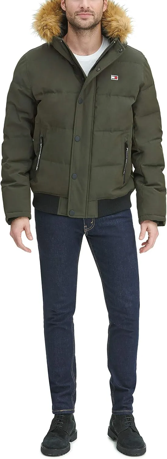 Tommy Hilfiger Men's Arctic Cloth Quilted Snorkel Bomber Jacket (Standard and Big & Tall)
