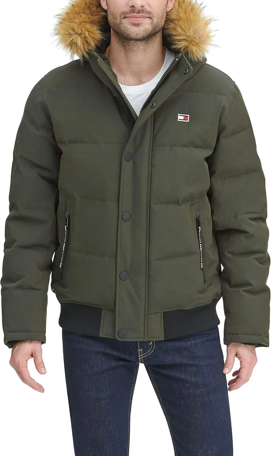 Tommy Hilfiger Men's Arctic Cloth Quilted Snorkel Bomber Jacket (Standard and Big & Tall)