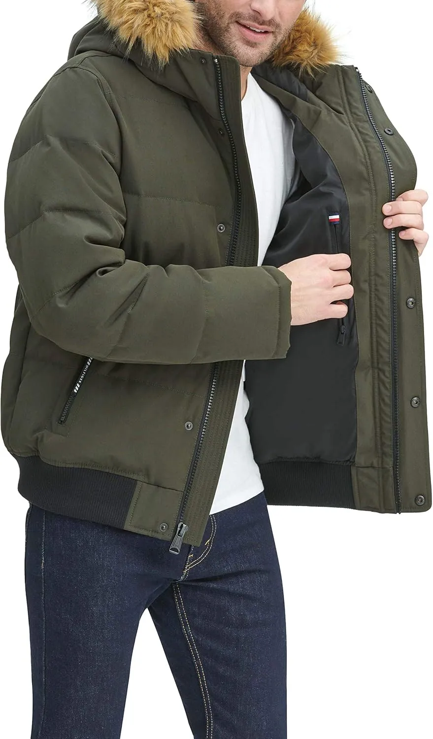 Tommy Hilfiger Men's Arctic Cloth Quilted Snorkel Bomber Jacket (Standard and Big & Tall)