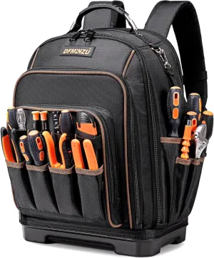 Tool Backpack Heavy Duty, Tool Bag Backpack with Laptop Compartment & Molded Base, 1680D Oxford, Multiple Pockets for Men, Electricians, Construction Workers, HVAC