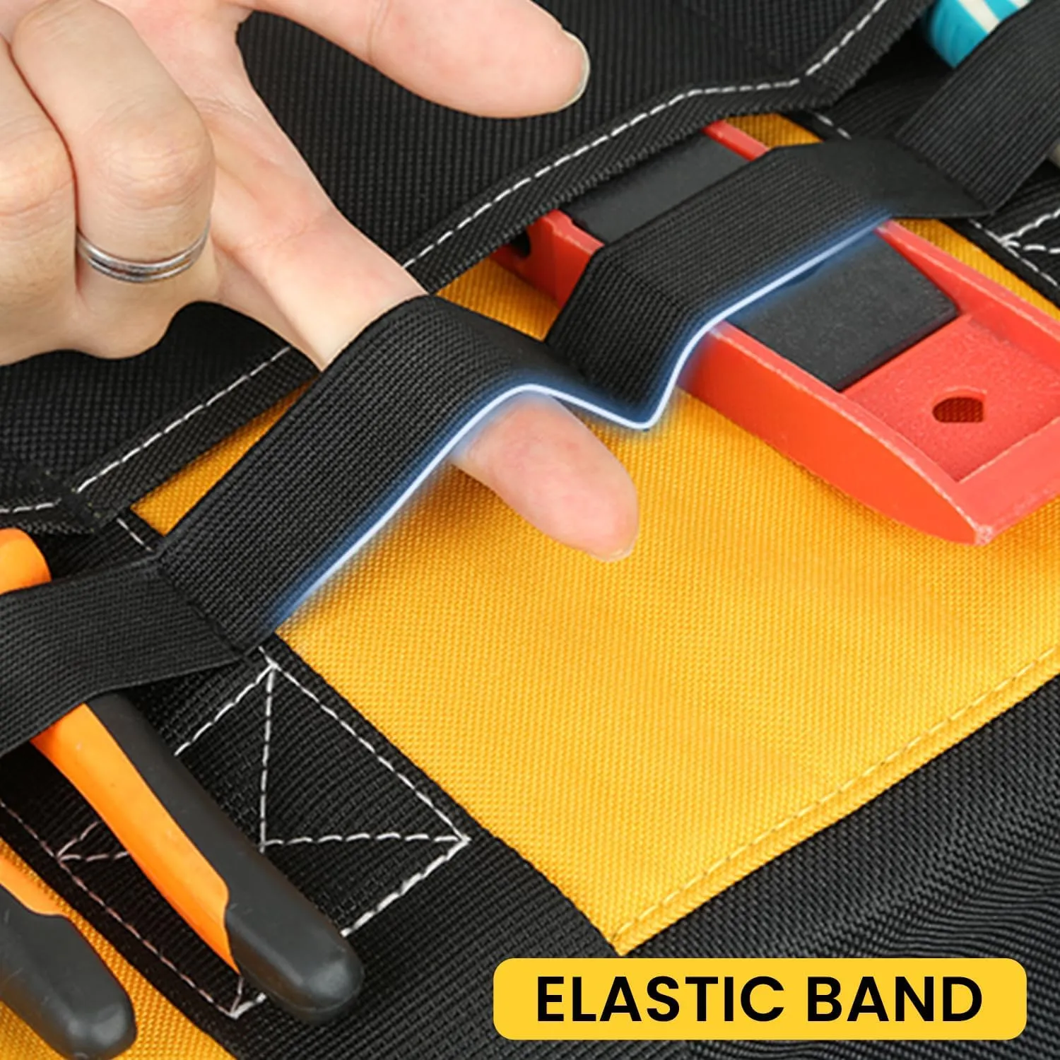 Tool Bag, 16-inch Tool Organisers, 600 Denier Large Tool Bag for Home DIY & Equipment Storage, Yellow and Black (40cm/16inch)