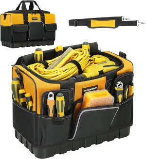 Tool Bag, 16-inch Tool Organisers, 600 Denier Large Tool Bag for Home DIY & Equipment Storage, Yellow and Black (40cm/16inch)