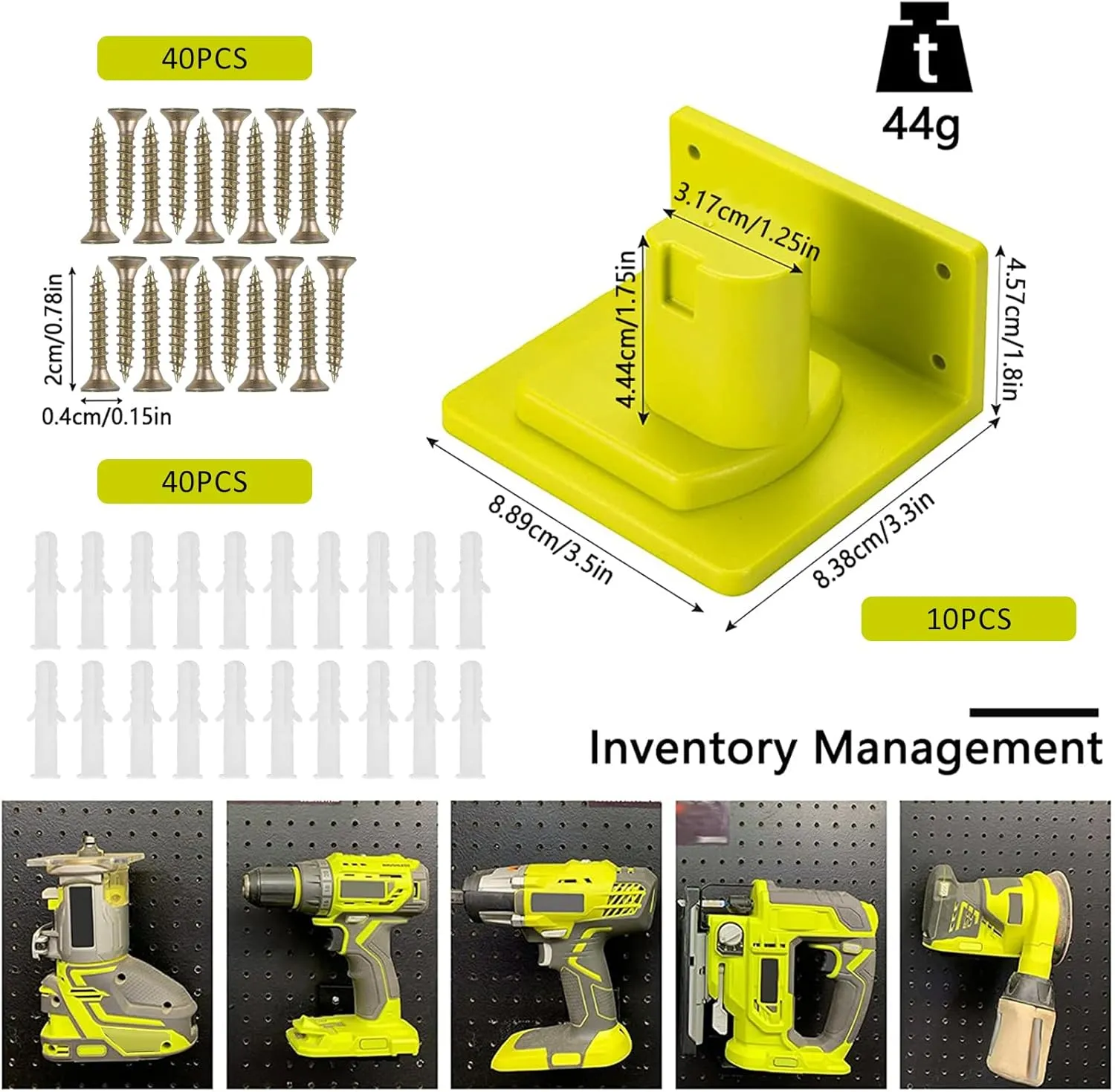 Tool Mount Holder Plastic Electric Tool Battery Dock Compatible with Ryobi 18V Battery Heavy Duty for Workshop Garage (10PCS)