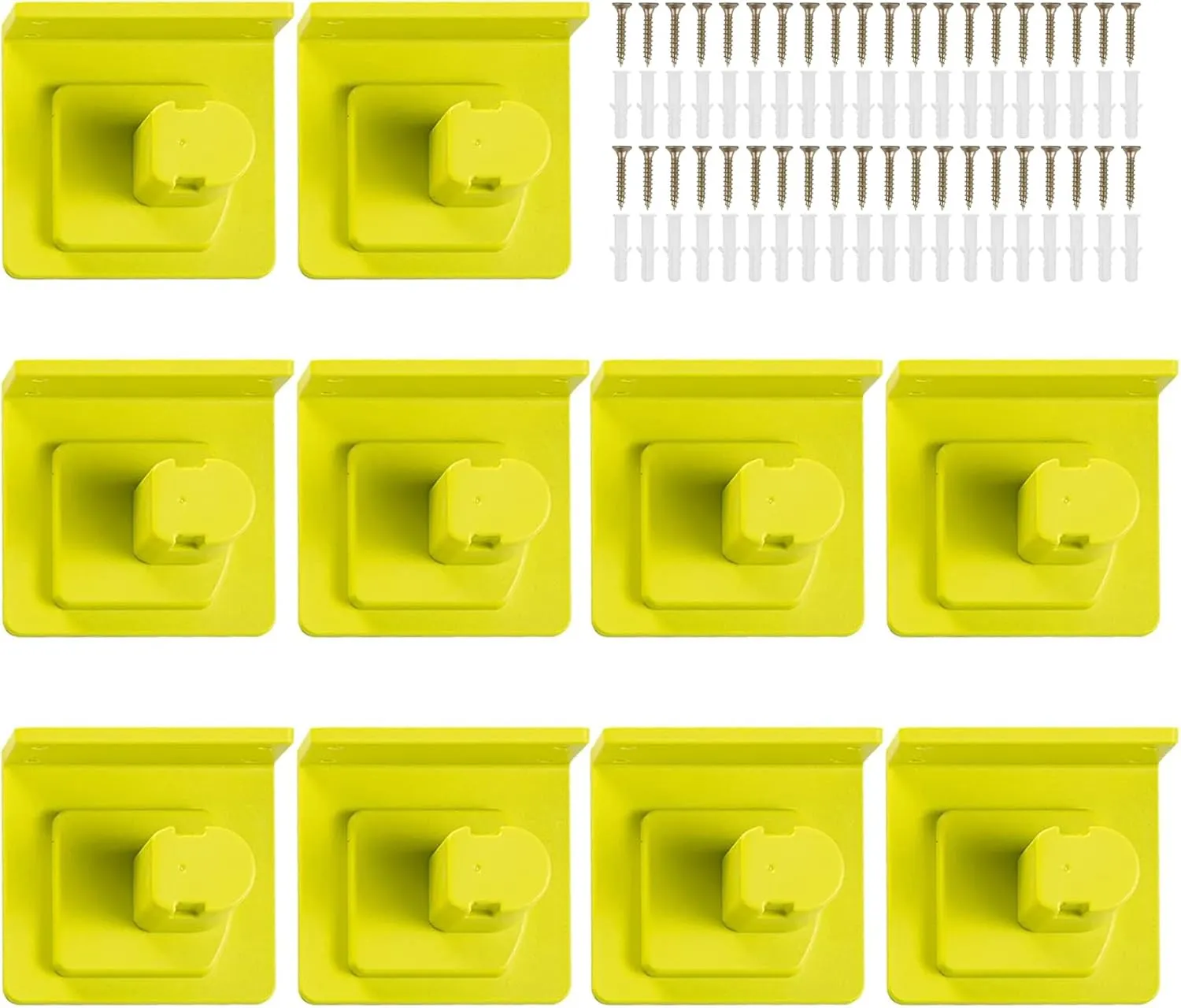 Tool Mount Holder Plastic Electric Tool Battery Dock Compatible with Ryobi 18V Battery Heavy Duty for Workshop Garage (10PCS)