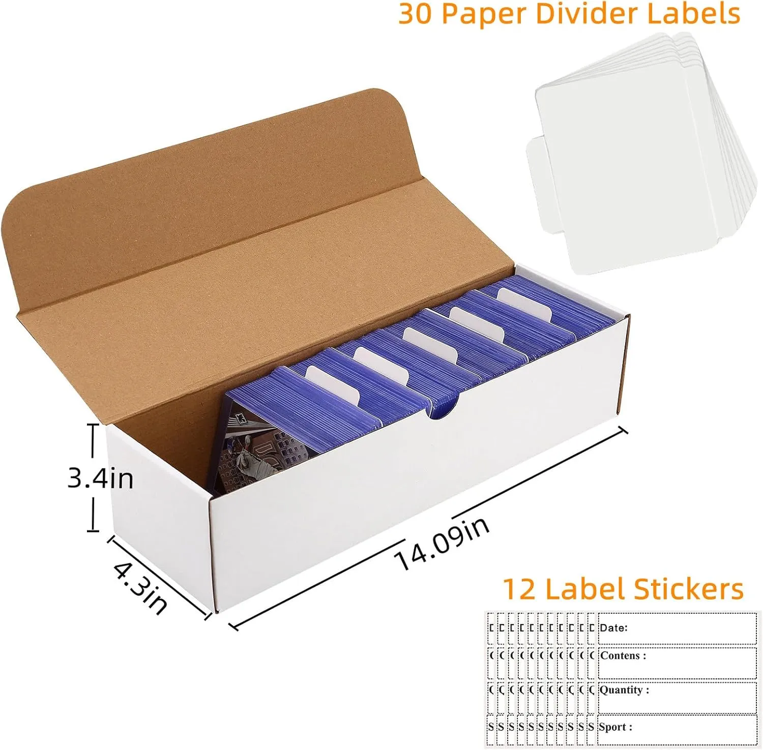 Top Loader Box 10-Pack-9000 Count Sports Card Organizer with 30 Dividers & Labels for TCG, MTG, Magic, Trading Cards- Archival Safe, Stackable Design