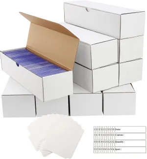 Top Loader Box 10-Pack-9000 Count Sports Card Organizer with 30 Dividers & Labels for TCG, MTG, Magic, Trading Cards- Archival Safe, Stackable Design