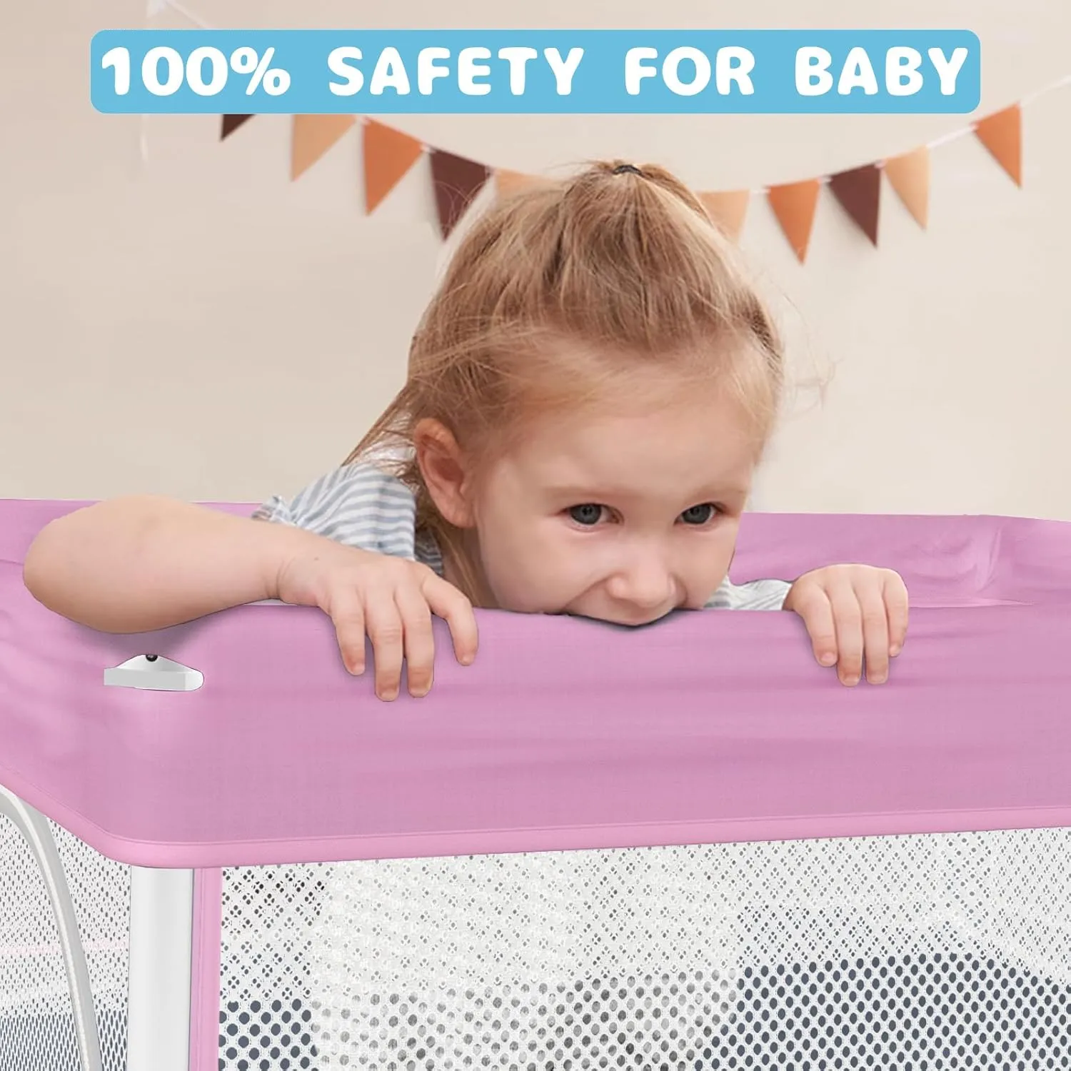 TOREVSIOR Foldable Baby Playpen with Mat, 50"×50" Collapsible Playpen for Babies and Toddlers, Indoor & Outdoor Kids Safety Play Pen, Portable Play Yard, Foldable Baby Play Pen with 50 Ocean Balls